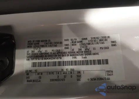 2019 Ford F-150 Xl from USA, damaged, VIN 1FTFX1E56KKD91078